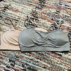 Stylish Gray and Beige Sports Bra Duo